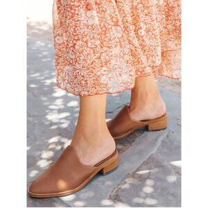 Soludos Venetian Mule Tan Soft Leather Block Heel Slip Ons Mules Brown Size 8